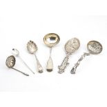 A group of six 19th Century and later silver and presentation spoons, including Berthold Muller