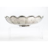 A 1960s Italian silver plated dish by F. Broggi, the flower head form having engraved crest possibly