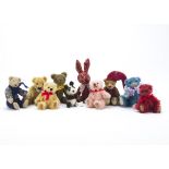 Ten miniature manufactured and artist teddy bears: mainly unidentified and two Gunds