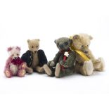 Four small Artist teddy bears: Holly Hill Bears brown teddy bear - 6in. (15cm.) high, Theresa 2002