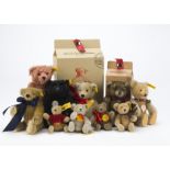 Ten small Steiff yellow tagged teddy bears: including Historic series Teddy 1926 (Happy), Teddy Baby