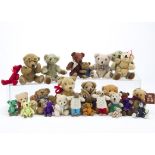 Twenty-seven small and miniature teddy bears: a Canterbury Bear in dressing gown, some homemade