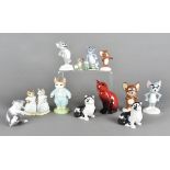 A collection of Doulton, Royal Albert, Wade and Lladro models of cats, including Tom with Jerry, Tom