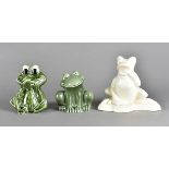 A Beswick pottery model of a seated toad, no 368, together with a Sylvac frog money box and a Wade