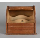 An art deco oak tambour front stationery cabinet, 24 cm wide x 21 cm high x 16 cm deep