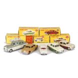 Boxed Dinky Toy Cars, 162 Ford Zephyr Saloon, 170 Ford Fordor Sedan, brown body, red hubs, 164