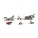 Pre-War Dinky Toys 60g De Havilland Comet, three examples, first silver body, blue wing tips, second