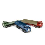 A Dinky Supertoys 502 Foden Flat Truck, 1st type dark green cab, flatbed and hubs, black chassis,