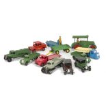 Loose Dinky Toy Small Commercials, including 422 Fordson Flat Truck, 14a B.E.V Truck, 255 Mersey