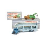 Dinky Supertoys 982 Pullmore Car Transporter With Ramp, mid-blue cab and hubs, light blue back,