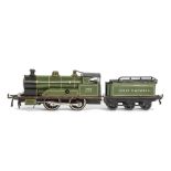 A Vintage Bing O Gauge Clockwork 'Apollo' type 0-4-0 Locomotive and Tender, in GWR green as no 3410,