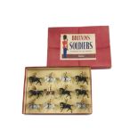 Britains post WW2 set 101 The Band of the Lifeguards, 12 pce set, restrung into original ROAN box,