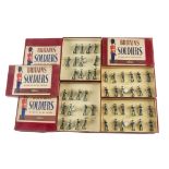 Britains post WW2 marching RAF Bands restrung into ROAN boxes, 4 boxed sets (2 No. 1527, 2 X