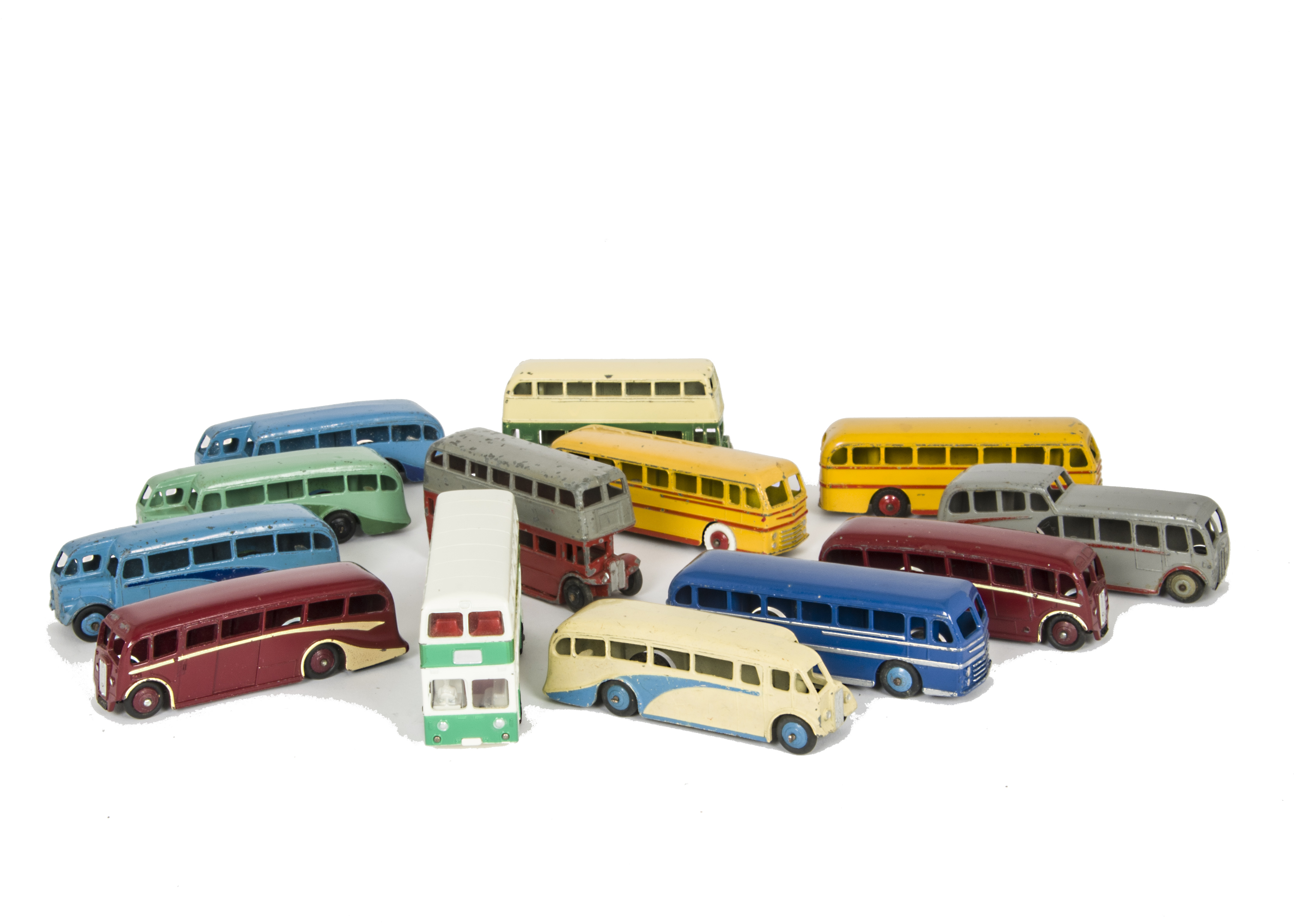Loose Dinky Toy Buses & Coaches, including 29f Observation Coach, 29e Single Deck Bus (4), 29h Duple