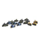 Dinky Toy Motorcycles, 37a Civilian Motor Cyclist (5), one with SWRW, 43b RAC Motorcycle Patrol (4),