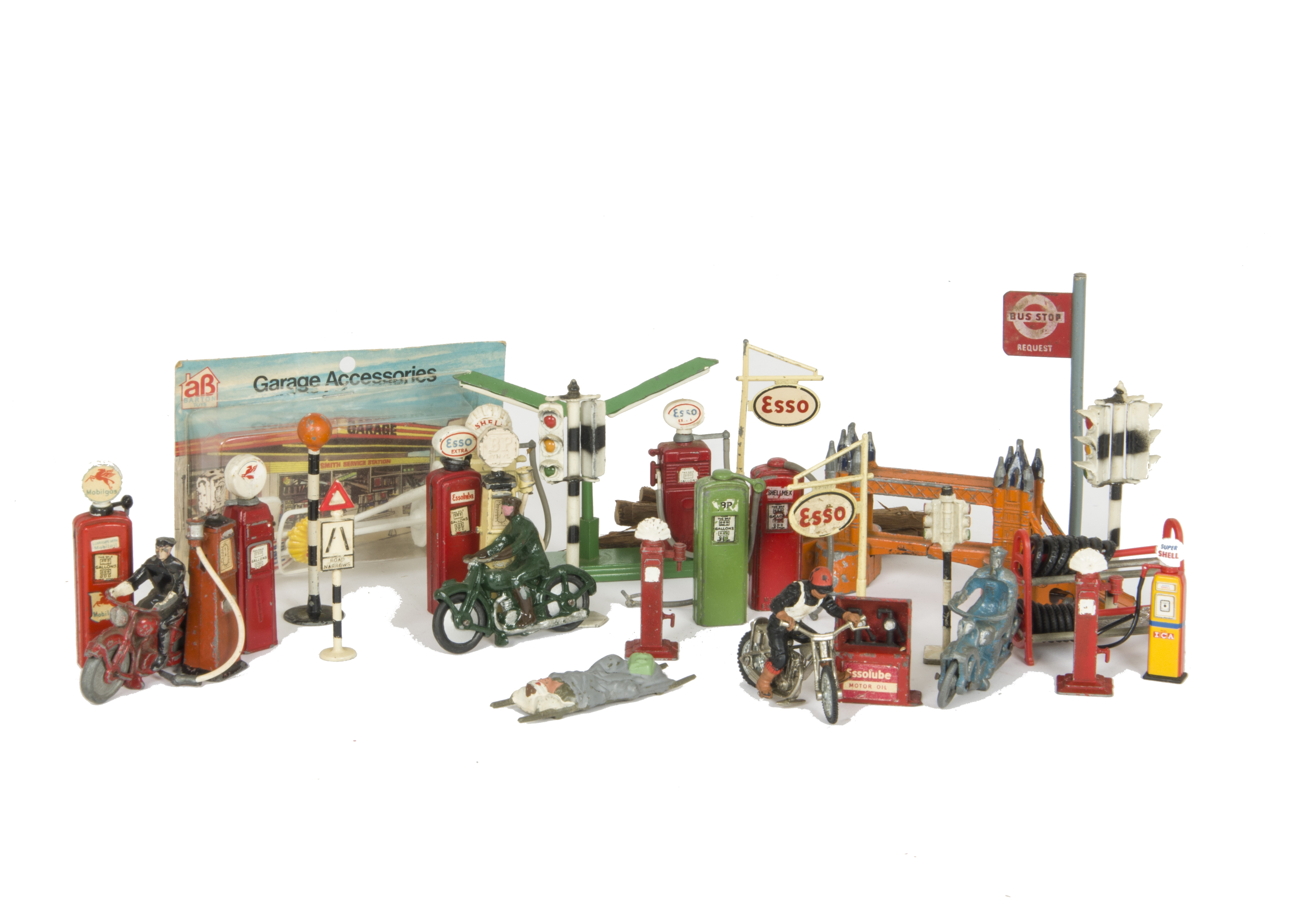 British Diecast Motorcycles, Street Furniture & Other Toys, including Johillco Dispatch Rider,