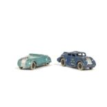 Pre-War Dinky Toys 22g Streamlined Tourer, turquoise body, black smooth hubs, F, lacks windscreen,