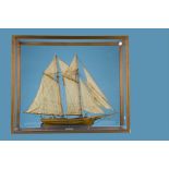 A 1970s or 1980s scratch built model of a schooner, the Victorian style boat called the Flying Fish,