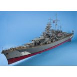 A c1970s remote control model of the German WWII Battleship "Bismarck", well detailed and painted,