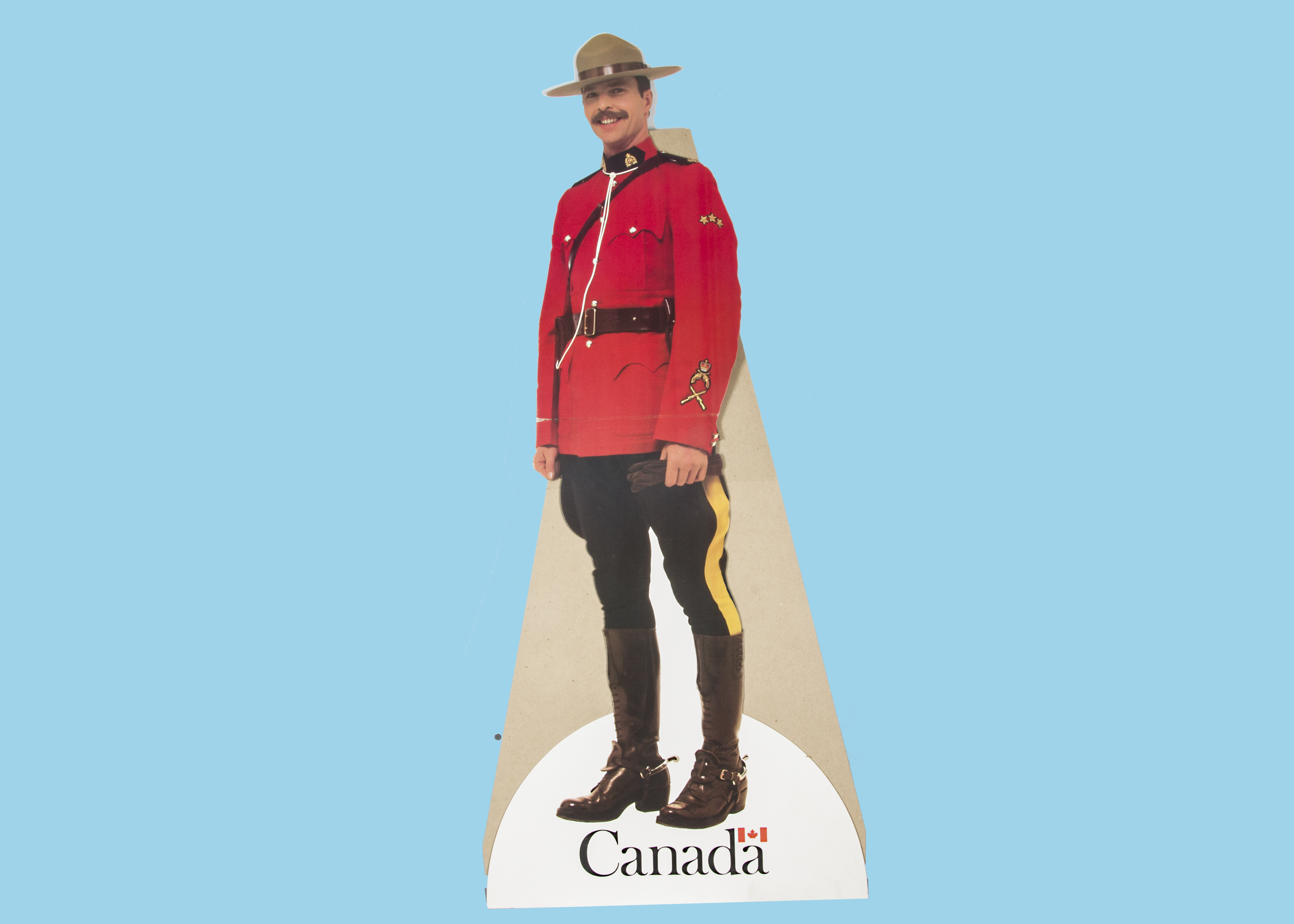 An unused Canada Airways "Mounty" cardboard cut out advertising sign, 125cm high, together with a