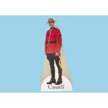 An unused Canada Airways "Mounty" cardboard cut out advertising sign, 125cm high, together with a
