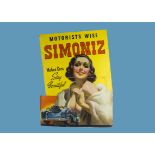 Simoniz Car Polish, A good mid-20thC advertising standee poster c1940s; glamour-model and art-deco