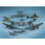 A collection of Airfix and similar kit built WWII and other Japanese and German aircraft, in three