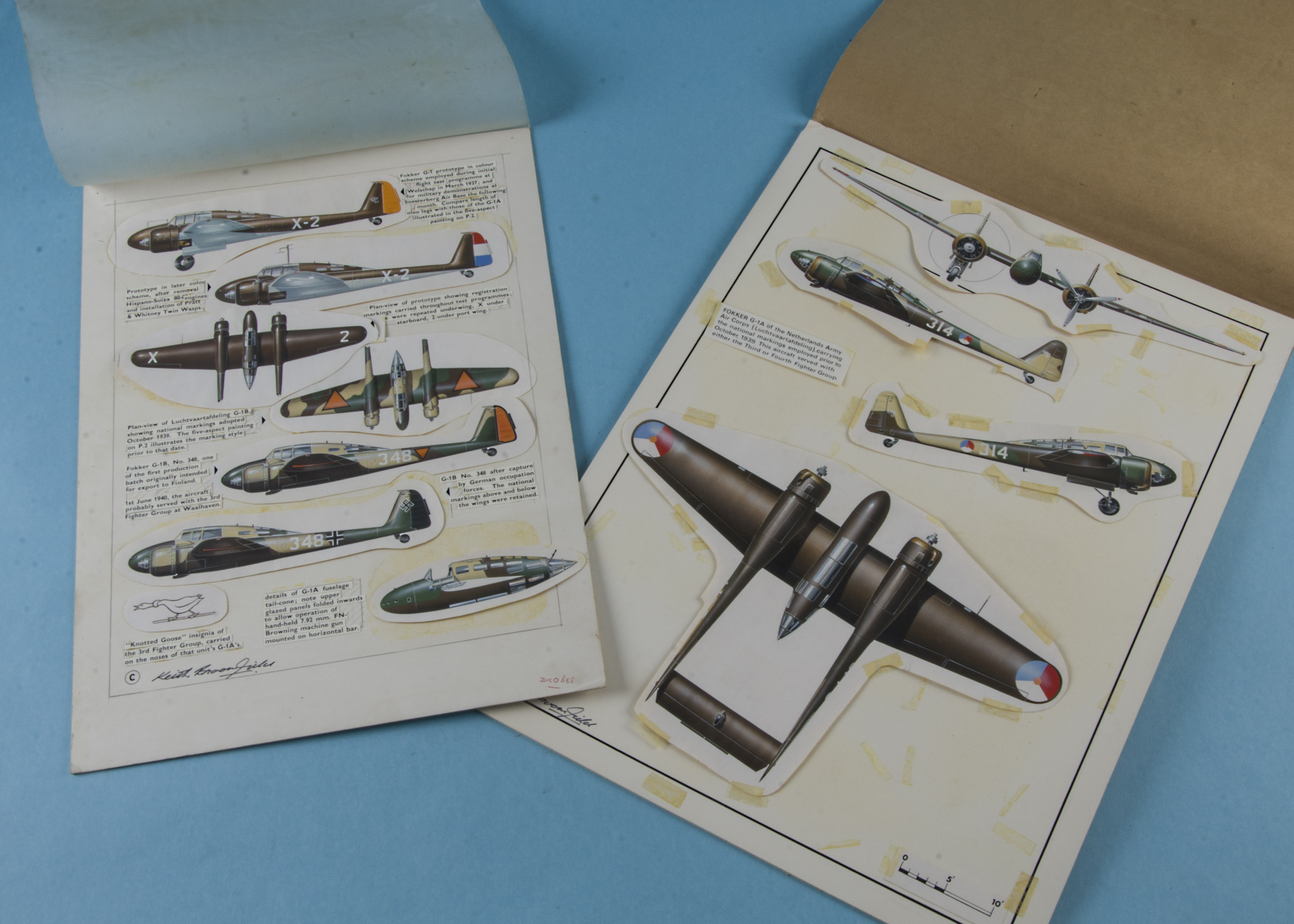 Two 1960s or 1970s aviation artwork boards by Keith Broomfield, both boards signed, overall 11