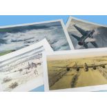 A group of three unframed aviation prints, including 'Sunrise Encounter' by Keith Ferris, 'Merlins