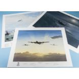 Three unframed limited edtion framed aviation prints, Wings of Victory by Gerald Coulson, Hunters