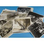 A collection of black and white photograph and film stills, from the 1930s onwards, including