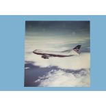 Five 1980s large British Airways travel agents photograpic display boards, one large square