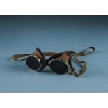 Edwardian Lady Automobiliste's goggles c1910, A high-quality pair of goggles having tinted laminated
