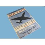 A 1960s Biggin Hill International Air Fair advertising poster, 72cm by 51cm, applied to a board,