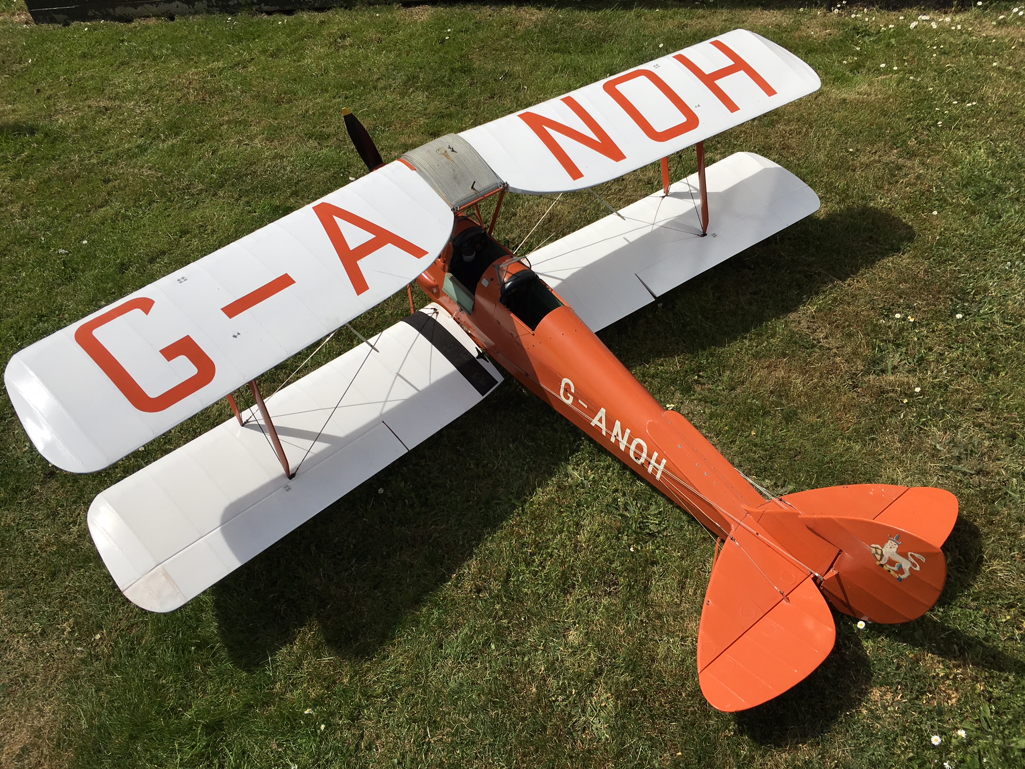 A well constructed flying model of a De Havilland DH82 Tiger Moth, G-ANOH, the fabric and wood