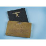 A interesting "Ligue International Des Aviateurs" Lifetime membership card/plate, in bronze coloured