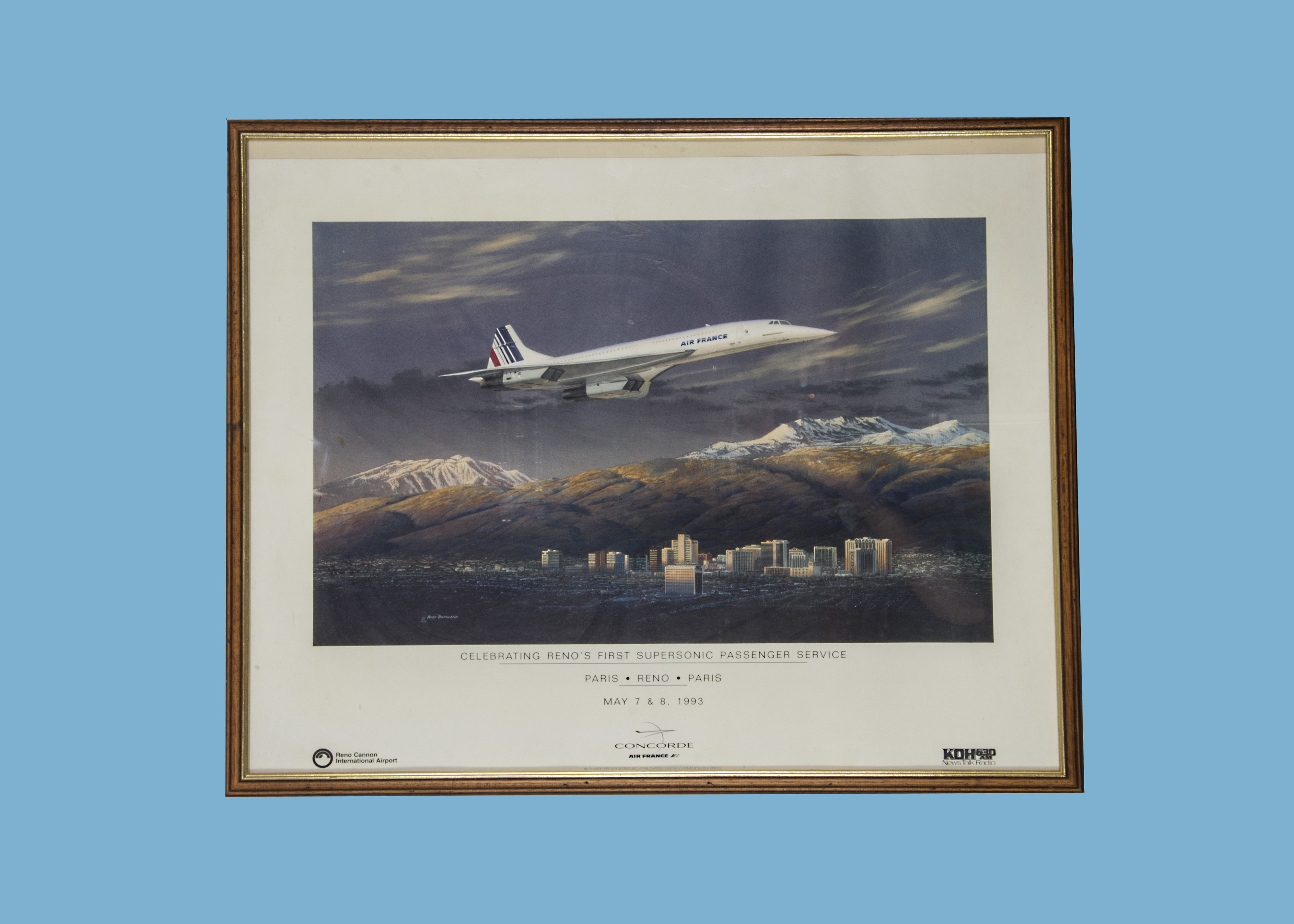 A 1990's limited edition framed print of Concorde, together with a Perspex PanAm check-in desk - Image 3 of 3