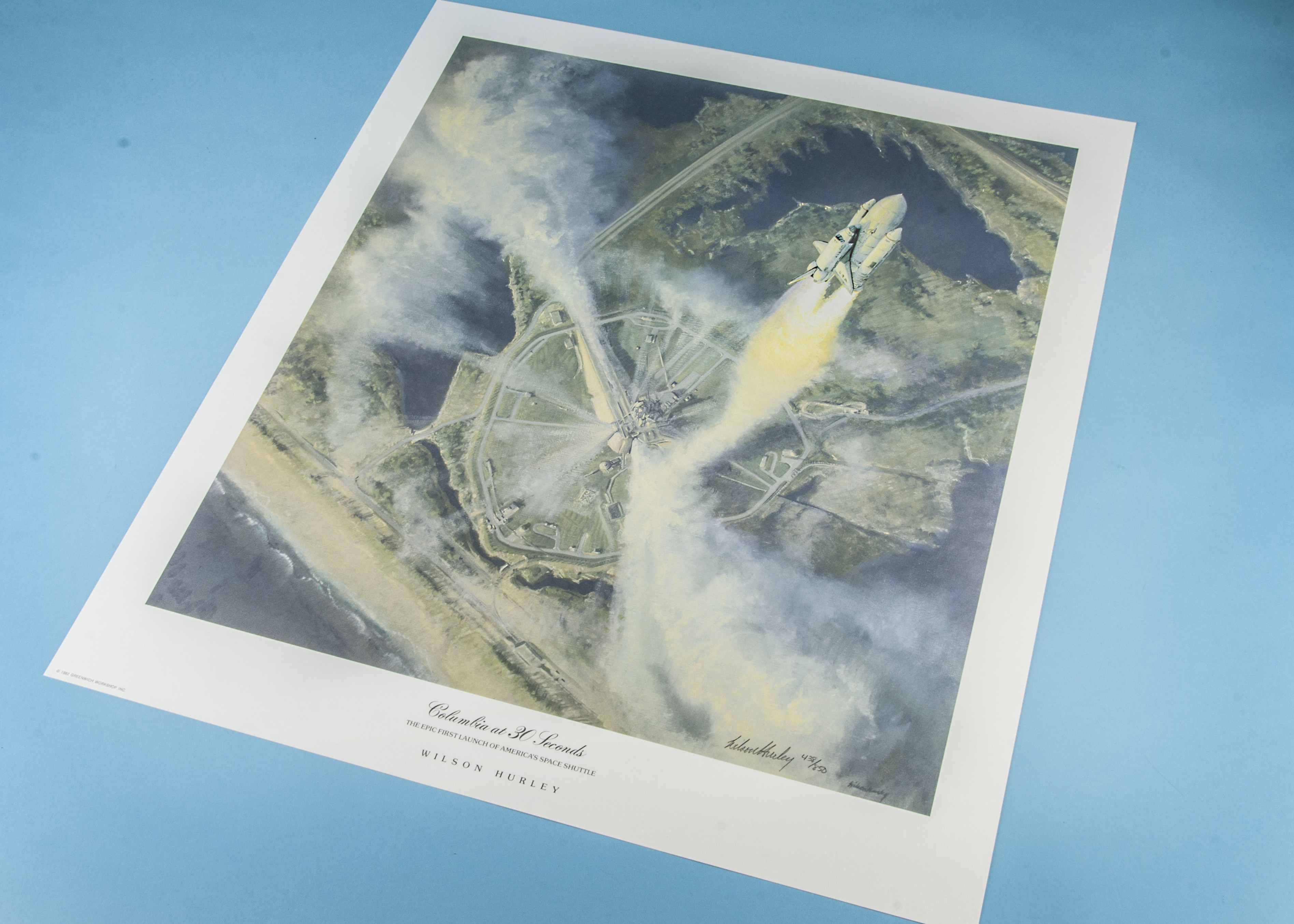 An unframed limited edition print after Wilson Hurley, Columbia in 3 Seconds' - The First Launch