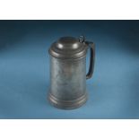 A Victorian pewter rowing interest tankard, with crest and engraving from 1878