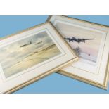 Denis Pannett G.Av.A. watercolour on paper, Spitfires over Brancaster, exhibited in 1994 (Guild of