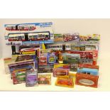 Buses and Coaches, A boxed collection of vintage and modern vehicles, diecast and plastic, in