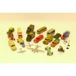 Playworn Dinky Vehicles, A group of commercial, competition and military vehicles, including 626