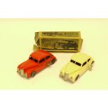 Mettoy Streamline Cars, A duo of Model 810 clockwork Streamline saloon cars, in red and white