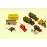 Playworn and Restored Dinky Vehicles, A group of Military, private and commercial models,