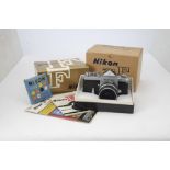 A Nikon F SLR Camera, serial no. 6504640, chrome, eye level finder, shutter working, body, F, some