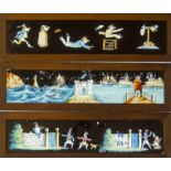 Collection of Miscellaneous Mahogany-Framed Magic Lantern Long Slides, various sizes and including