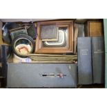 Box of Miscellaneous Optical and Magic Lantern Related Items, including two mahogany-framed “