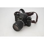 A Nikon F3 SLR Camera, serial no. 1229069, black, shutter working, body, F-G, some surface dirt