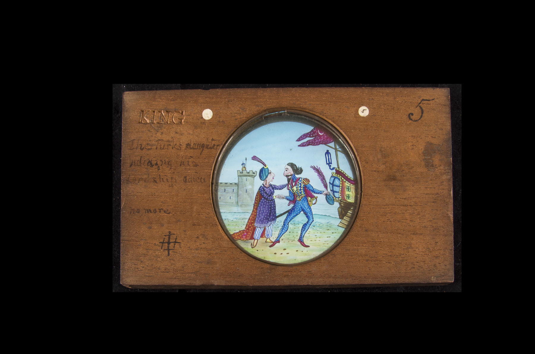 Lord Bateman - A Set of 12 Mahogany-Mounted Hand-Coloured Magic Lantern Slides, each stamped King - Image 5 of 12