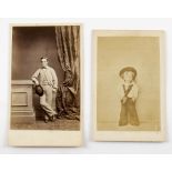 Portrait Cartes de Visite, UK, children, including boys outside at school (2), boy in three poses (